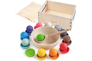 Ulanik Kulki na talerzach Montessori zabawka drewniana Sorter Gra 12 kulek 30 mm Wiek 1+ Kolor sortowanie i liczenie Przedszkole Nauka Edukacja