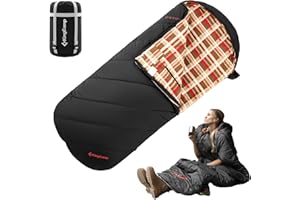 KingCamp śpiwór dla dorosłych, bardzo szeroki flanelowy śpiwór na kemping, z plecakiem, ciepła i zimna pogoda, duży i wysoki, lekki, rozmiar XL