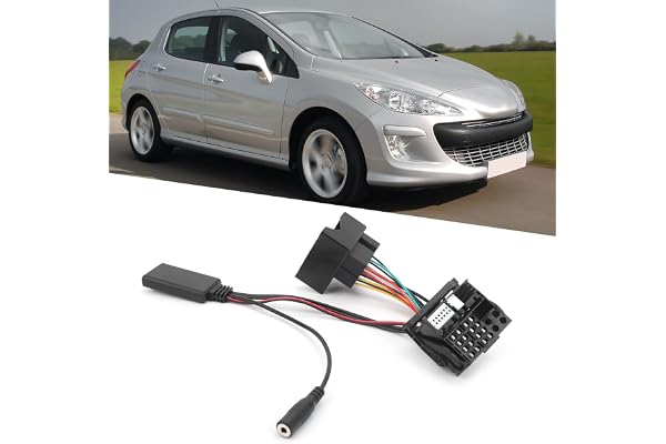 Tefola Câble Adaptateur Audio Bluetooth 5.0 AUX-in pour Voiture, Adaptateur Bluetooth AUX-in pour Citroen C2/C3/C4/C5/C6 avec Microphone