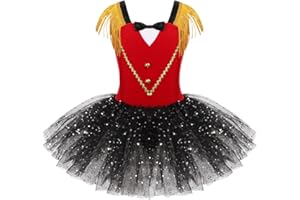 Alvivi Vestido Ballet de Tutú para Niña Maillot de Gimnasia Rítmica Patinaje con Sombrero de Plumas Disfraz de Domadora Circo Maestro Tambor Regimiento Costume 2-16 Años