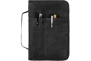 WEESTAAMO Funda clásica de lona encerada con cremallera, bolsillo para diario, funda para diario para notas de campo, cubierta impermeable para cuadernos Moleskine Cahier de 5 x 8, Torre de luz A5 (negro)