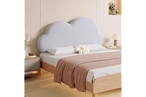 Gleedipre French cloud shape Headboard cover Skin-friendly and thick Anti-collision Removable and washable Headline soft pad Large backrest(Light gray,130x65cm/No headboard)