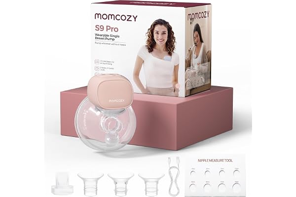 Momcozy S9 Pro Tire Lait Electrique Actualisé, Tire-lait Mains Libres Avec Batterie à Longue Durée et écran LED, Tire Lait Portable Avec 2 Modes et 9 Niveaux - 24mm (Rose, 1 Pack)