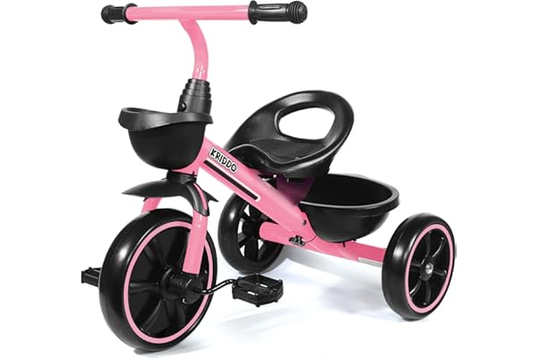 KRIDDO Tricycle Enfant 3 Ans, Vélo Enfant de 24 Mois à 5 Ans, Tricycle bébé de 2,5 à 5 Ans, Cadeau tricycles pour Tout-Petits pour Les 2-4 Ans, Rose