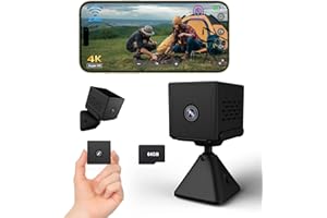 Bextgoo 4K HD Mini Camera Espion sans Fil, WiFi/sans WiFi Camera de Surveillance Interieur/Extérieur, Spy Cam avec Carte Mémoire de 64 Go, 2000mAh Batterie, Vision Nocturne, Détection Mouvement
