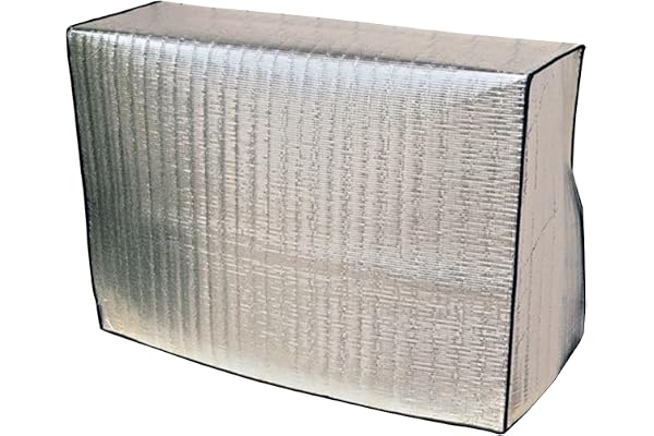 LXRHLIKG Housse Pompe a Chaleur Piscine, Protection Climatiseur Exterieur avec Film Aluminium, Cache Climatiseur Extérieur Intégrale avec Bande Élastique Coupe-Vent(96x70x40cm/38x28x16in)