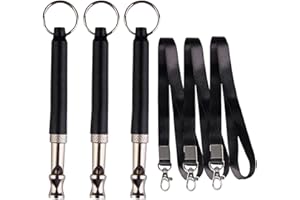 Netspower Sifflet pour Chien avec Bande de sifflet, 3 pièces de sifflet à Ultrason Professionnel pour sifflet de Formation à Hauteur réglable avec lanière pour Dressage de Chien Noir