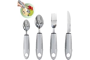 BODYHEALT 4 pcs Disabled Cutlery for Adults Easy Grip Cutlery for Disabled Hands Eating Aids for Adults Arthritic Hands Comfort Grips Cutlery Great for The Elderly Tremors and Trembling Hands
