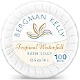 BERGMAN KELLY Sanitary Soap Bars in Bulk (Tropical Waterfall, 0.5 oz, 100PK), Small Individually Wrapped Round Soap, Hotel Toiletries Travel Size for Airbnb, Motel, Guest Bathroom