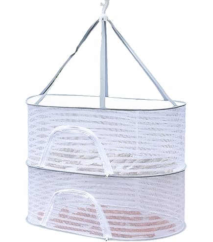 Raypontia Filet de séchage 4 Couches - 45 cm - Séchoir à Suspendu - Pliable - Fermé - Peut empêcher Les Oiseaux - Filet de séchage pour Fleurs, Herbes, Viande