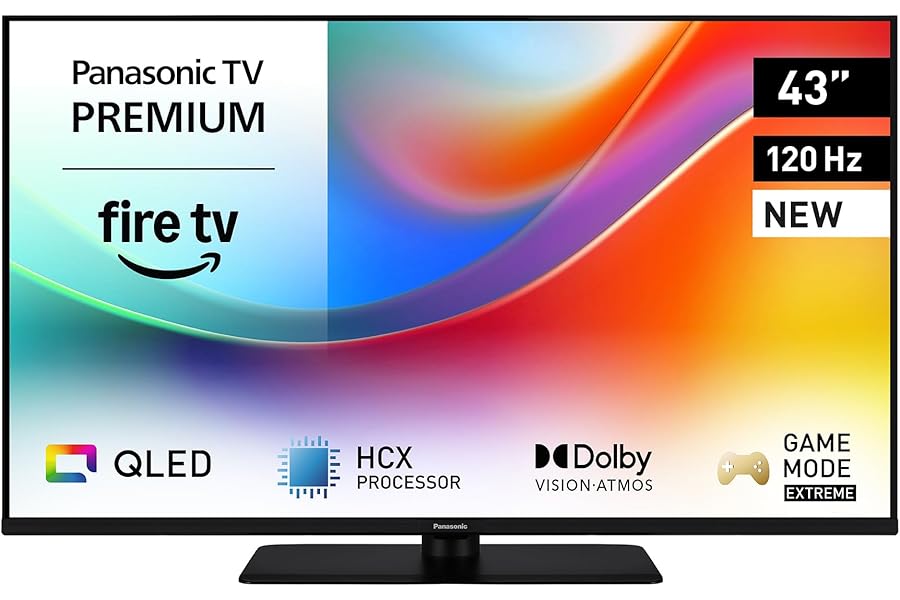 Panasonic Premium TV-43W85BEZ, W85B Series, 43-Inch, 4K Ultra HD QLED Smart TV, 2025, 120Hz, Fire TV, Dolby Vision and Atmos, Game Extreme Mode, Alexa Voice Control, AirPlay, Bluetooth, Black