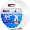 YYXLIFE Double Sided Carpet Tape for Area Rugs Carpet Adhesive Removable Multi-Purpose Rug Tape Cloth for Hardwood Floors,Outdoor Rugs,Carpets Heavy Duty Sticky Tape,White (2Inch x 20 Yards)