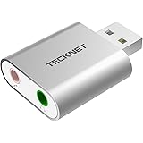TECKNET USB Externe Soundkarte, Aluminum Extern USB Audio Adapter mit Virtual Surround Sound Externe Soundkarte Stereo Adapte