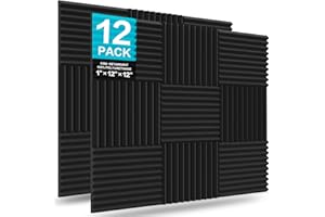 JBER 12 Stück Akustikschaumstoff Akustikschaumplatten, 2,5 cm x 30 cm x 30 cm Studioschalldichter Keilförmiger feuerfester Schallschutzauskleidung(schwarz) Akustikschaumstoff (Schwarz)