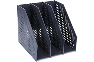 FRETONBA Portariviste pieghevole, formato A4, portariviste a 3 scomparti, organizer da scrivania per organizzazione e conservazione, organizer da scrivania per ufficio scolastico, grigio scuro