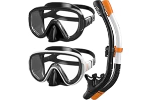 G2RISE Snorkel Set Adults, SN05 Snorkel Mask, Snorkel Set with Tempered Glass Lenses, Dry Top System & Upgraded Adjustable Buckle for Snorkeling, Diving, Swimming