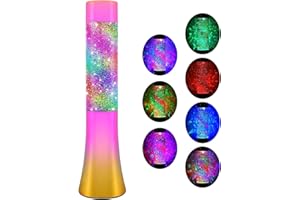 SENCU Lavalampe Buntes Licht, Nachtlicht Lampe LED Kinder Zimmer Gadgets Usb-Stromversorgung Stimmungslicht, Flüssig und Pailletten Rotieren Wohnzimmer Schlafzimmer Büro Leselampe 33cm(Lila Gold)