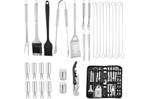 EPHOSHI 31Pcs BBQ Tools Set,Thicked Stainless Steel Grill Accessories,BBQ Utensil Set,BBQ Accessories for Men Women,Camping,Cooking,Outdoor Barbecue Enthusiasts