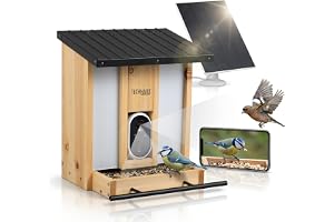 Technaxx Fågelmatare med WiFi-Kamera TX-384 – 3MP HD Solcellsdriven Fågelholk med Kamera, Appstyrning, Nattseende, Rörelsedet