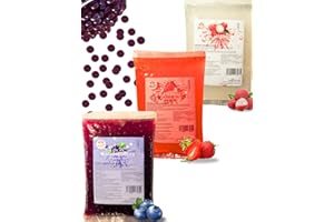 ‎PANDA MEISTER Bubble Tea Popping Boba Mix - 3 x 600g Heidelbeer+Litschi+Erdbeer Boba Fruchtperlen -Vegan&Glutenfrei Boba Perlen - Bubble Tee Topping für DIY