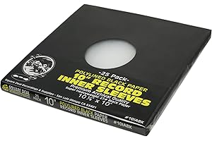 SQUARE DEAL RECORDINGS & SUPPLIES (25) 10" Polylined & Black Paper Super Heavyweight Record Inner Sleeves with Hole - Archival Quality, Acid Free #10IABK