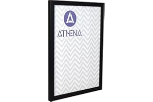 Athena Black Woodgrain Thin Block Premium Wood Picture Frame 18" x 12" - 18 x 12 Frame - Photo Frame - 18x12 Frame Black with Clear Styrene Sheet & Wall Mounted Hook – 12 x 18 Inches