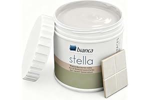 Bianca Stella Fliesenfarbe Ohne Schleifen - Wasserbasierter Parfümierter Fliesenlack für Badezimmer, Küche, Bodenfliesen, Wandfliesen - Sandweiß, Glänzend, Kratzfest, Hochdeckend, 500ml