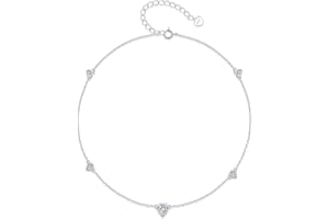 STEP FORWARD Bracelet de Cheville avec Pierre de Naissance en Forme de Coeur en Argent Sterling, Cadeau d'anniversaire du Mois de La Constellation pour Les Femmes Ou Les Adolescentes Ou Les Filles