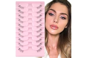 Sixstarhair Pestañas Postizas Naturales Medias Pestañas Wispy 10 pares Pestañas de ojo de gato Banda Tranparentes Suave y Reutilizable Half Lashes