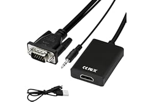 YACSEJAO Adaptateur VGA vers HDMI 1080P VGA mâle vers HDMI Femelle convertisseur pour Ordinateur, Ordinateur de Bureau, Ordinateur Portable, PC, Moniteur, HDTV avec câble Audio et câble USB
