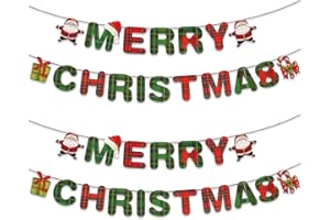 R&B SPORTS & LEISURE Set of 2 Merry Christmas Banners, Reusable Xmas Party Decorations for All Ages, Perfect for Partys, Boys, Girls, Men & Women, Vibrant Multicolour Festive Design, Easy Setup (Christmas)
