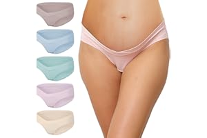 INNERSY Bielizna ciążowa, bawełniana, damska, majtki w stylu cesarskim, 5 sztuk w opakowaniu