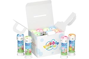 Bubble World - Pompas de Jabón Peppa Pig - Pompas de jabón niños - Paquete de 12 uds - Tubos Monocolor y soplador Integrado - Ideal como Detalle para cumpleaños niños - Made in Italy