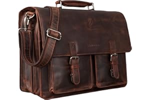 STILORD "Clarence" Skórzana torba biznesowa dla mężczyzn Vintage Briefcase Duża torba na ramię na laptopa 15,6 cala i szerokość teczki DIN A4 Wózek Możliwość dołączenia Kolor:zamora - brązowy