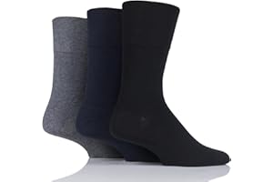 IOMI SOCKSHOP Footnurse Men’s Gentle Grip Diabetic Socks, Plain Socks in Sizes 6-11 and 12-14 with Seamless Toes and Wider Cuff for Extra Comfort, Multipack of 3 Pairs