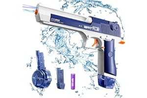 ANIEPAA Electronic Water Gun,Toy Gun with up to 32 Ft Long Range, Equipped with 2 Water Clamps Blu-Ray Emission，Summer Swimming Pool Outdoor Water Fighting Toy Rechargeable Automatic Water Gun