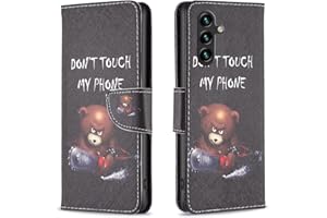 Thoankj Samsung S23 FE Case Shockproof Slim PU Leather Flip Pouch Wallet Phone Silicone Cover with Magnetic Stand Card Holder Slot Protective Smartphone Cases for Samsung Galaxy S23 FE Chainsaw Bear