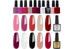 Elite99 Smalto per unghie semipermanente in Gel UV LED, Kit Smalto per Unghie 10 Colori con Base e Top Coat, Gel Polish Salon Manicure