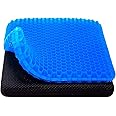 Gel Seat Cushion, Double Thick Breathable Car Seat Cushion Cool Gel Cushion Honeycomb Design, Lumbar Support Chair Cushion With Non-Slip Cover For Home Office Chair Car Wheelchair