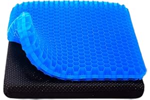 HASA ZONE Gel Seat Cushion, Double Thick Breathable Car Seat Cushion Cool Gel Cushion Honeycomb Design, Lumbar Support Chair Cushion With Non-Slip Cover For Home Office Chair Car Wheelchair