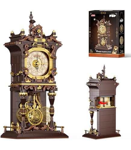 JAKI Black Cat Swing Clock Building Blocks Set,Cat Clock with