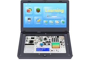 ELECROW CrowPi 2 Laptop for Raspberry Pi 4, Programming Learning Kit with Raspberry Pi 4B 4GB Board and 11.6 Inch IPS Screen, STEM Coding Educational Electronic Kit for Beginner - Advanced Kit, Gray