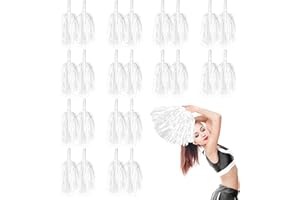 LINYAPRY 24 pompon metallici da cheerleader per bambini, pompon cheerleaders con manico a bacchetta, fiore a mano tifoso per adulti spirito di squadra sport gioco danza festa