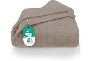 Dreamzie Muslinfilt 127x177 cm - 100% bomull - Lätt och andningsbar bomullsfilt för säng och soffa - Oeko-Tex bomullsgasfilt