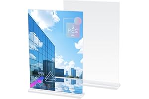 KOXXIAMOQ A4 akrylowy ekspozytor stołowy, 2 sztuki, stojak reklamowy, akrylowy uchwyt na karty menu, A4, akrylowy stojak w kształcie litery T, przezroczysty, do restauracji, biura, menu, zdjęć