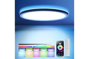 OTREN Lampa sufitowa Led 36 W z funkcją ściemniania, lampa oświetleniowa z podświetleniem RGB, płaski okrągły plafon z pilotem do sypialni, salonu, kuchni, łazienki, IP44, średnica 30 cm