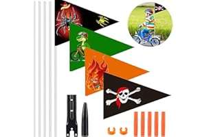 Snowtain 4 Pièces Drapeau de Vélo Reglable - Fanion pour Enfant Compatible Vélos et Karts