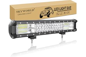 SKYWORLD Barre Lumineuse LED de Travail 46cm 252W Barre Led 4x4 Spot D'inondation Combo Faisceau DC 12V-24V 6000K Voiture Camion Tracteur Offroad Véhicules ATV Utvs