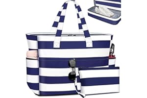 ENONEO Large Beach Bag with Zip XXL Family Beach Bag Women's Large Shopper Bag Beach Tote Bag Travel Bag Waterproof Bath Bag Sauna Bag with Wet Compartment & Shoe Compartment, 55 L, blue