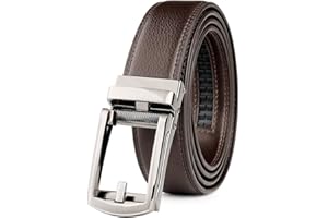 chuangminghangqi Cintura da Uomo di Cuoio con Fibbia Cricchetto Automatica Moda Comodo Lunghezza Regolabile